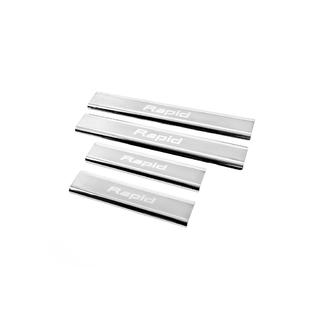 Накладки на пороги Carmos V2 (4 шт, нержавейка) Skoda Rapid 2012-2019 гг. фото 1