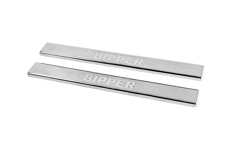 Peugeot Bipper 2008-2017 гг. Накладки на пороги Carmos V2 (2 шт, нержавейка) Image