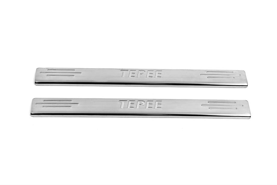 Peugeot Partner Tepee 2008-2018 гг. Накладки на пороги Carmos V2 нержавейка Фото 2