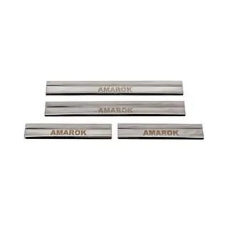 Накладки на пороги Carmos V3 (4 шт, нержавейка) Volkswagen Amarok 2010-2022 гг. фото 1