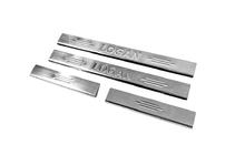 Renault Logan I 2008-2013 гг. Накладки на пороги Carmos V2 (4 шт, нержавейка) фото 2