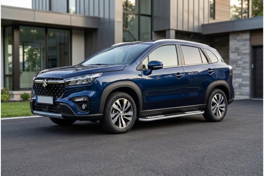 Suzuki SX4 S-Cross 2021- гг. Боковые Подножки Tayga V2 (2 шт., Алюминий) Фото 1