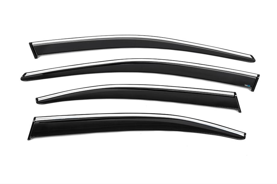 Skoda Superb 2015-2024 гг. Ветровики с хромированным молдингом SD (4 шт., Sunplex Chrome) Фото 3