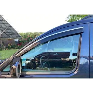 Ветровики с хромированным молдингом (2 шт., Sunplex Chrome) Volkswagen Caddy 2020- гг. фото 1