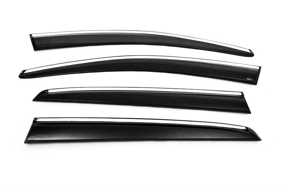 Volkswagen Golf 5 2003-2009 гг. Ветровики с хромированным молдингом (4 шт., Sunplex Chrome) Фото 17
