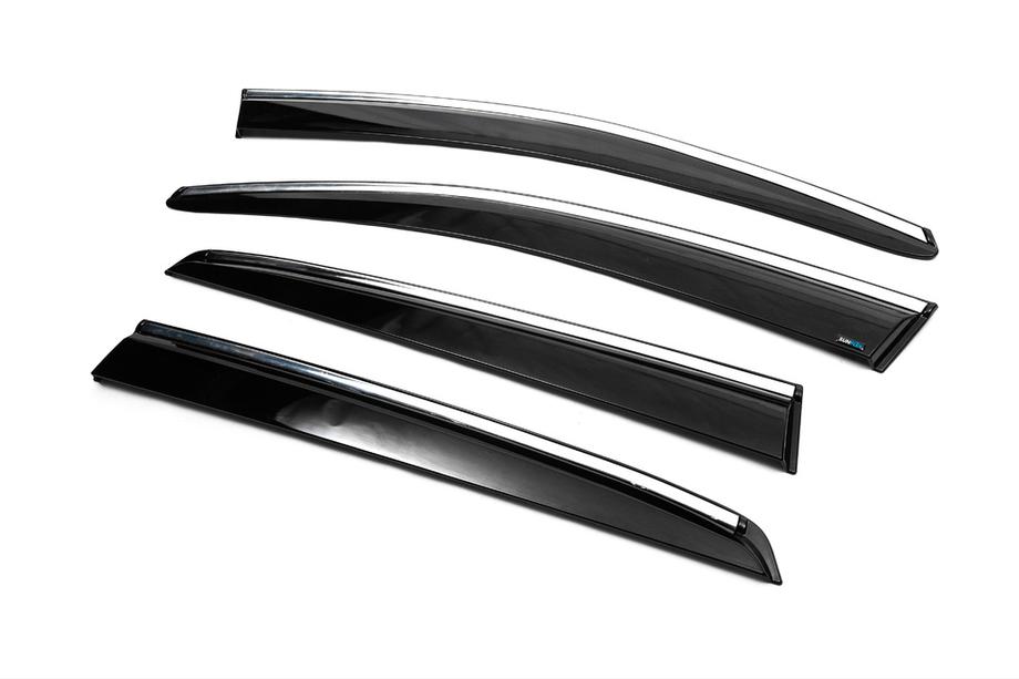 Volkswagen Golf 5 2003-2009 гг. Ветровики с хромированным молдингом (4 шт., Sunplex Chrome) Фото 16