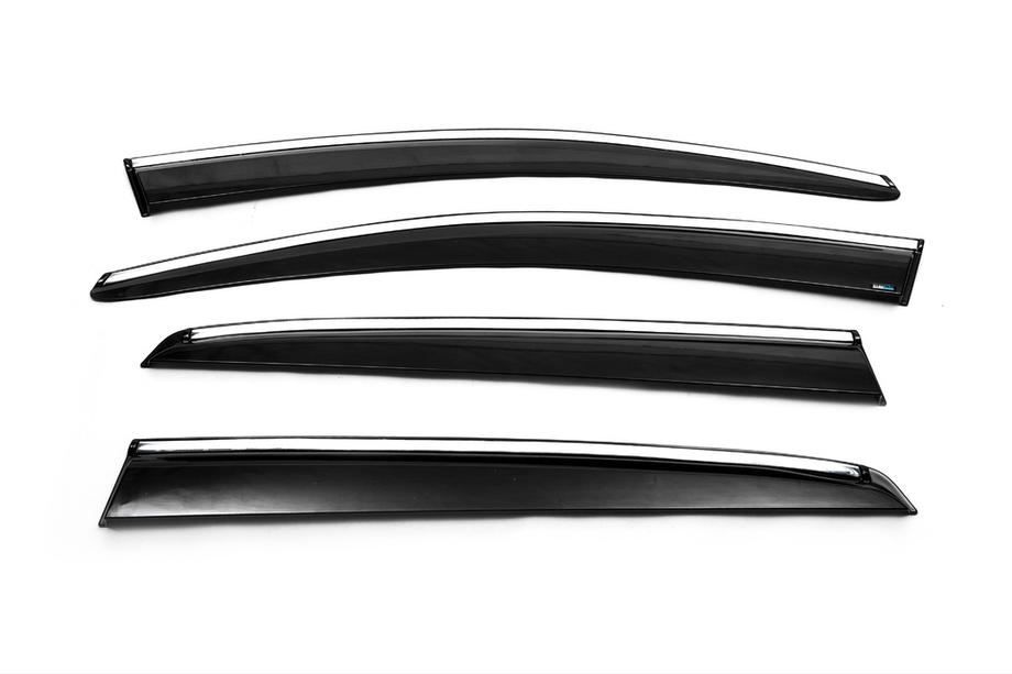 Volkswagen Golf 6 2008-2014 гг. Ветровики с хромированным молдингом HB (4 шт., Sunplex Chrome) Фото 16