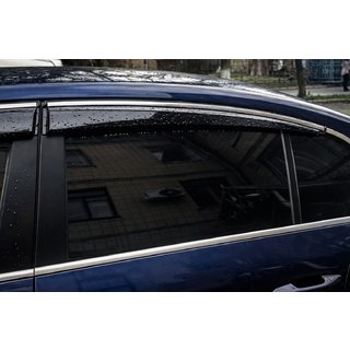 Ветровики с хромированным молдингом (4 шт., Sunplex Chrome) Volkswagen Passat B6 2006-2012 гг. фото 2