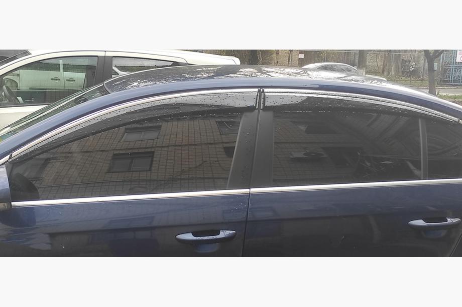 Volkswagen Passat B7 2012-2015 гг. Ветровики с хромированным молдингом SD (4шт, EU, Sunplex Chrome) Фото 4