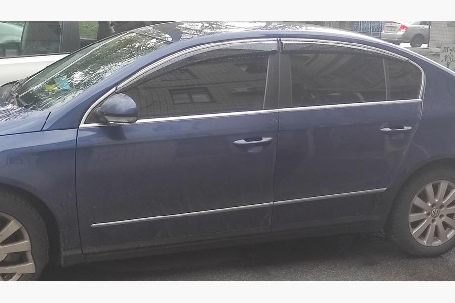 Volkswagen Passat B7 2012-2015 гг. Ветровики с хромированным молдингом SD (4шт, EU, Sunplex Chrome) Фото 5