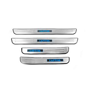 Накладки на пороги Libao LED (2006-2011, 4 шт, нержавейка) Chevrolet Captiva 2006-2019 гг. фото 2
