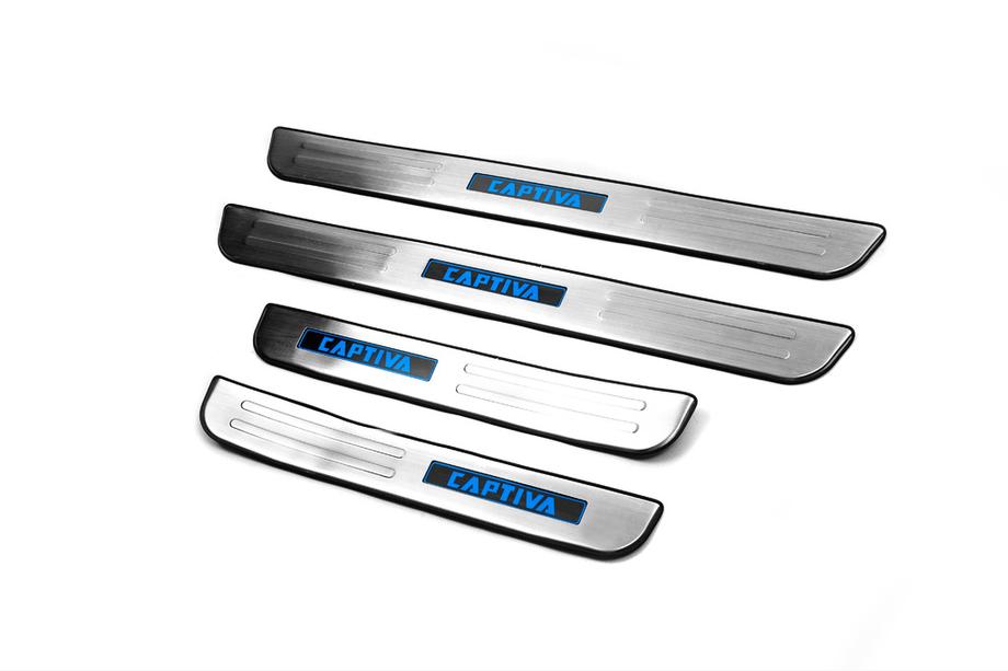 Chevrolet Captiva 2006-2019 гг. Накладки на пороги Libao LED (2006-2011, 4 шт, нержавейка) Image