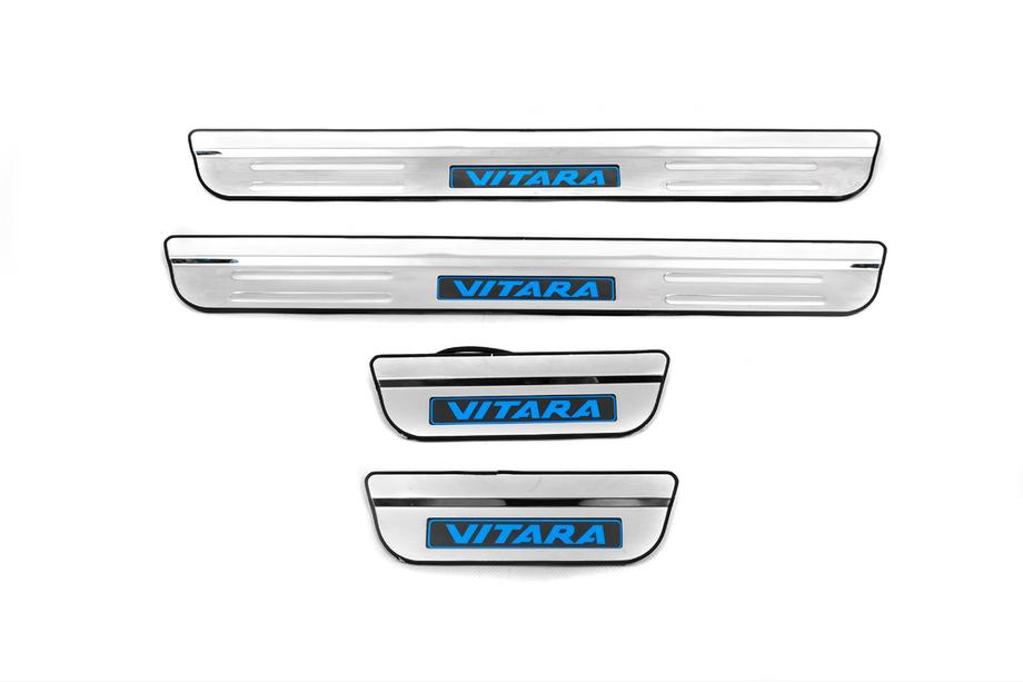 Suzuki Vitara 2015- гг. Накладки на пороги Libao LED (4 шт, нержавейка) Image