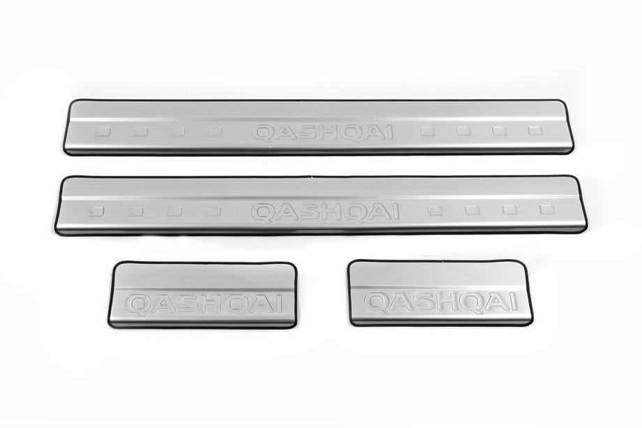 Nissan Qashqai 2007-2010 гг. Накладки на пороги Libao (4 шт, нержавейка) Image