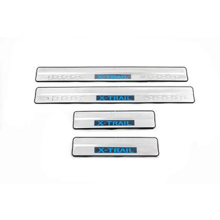 Накладки на пороги Libao LED (4 шт, нержавейка) Nissan X-trail T32/Rogue 2014-2021 гг. фото 2