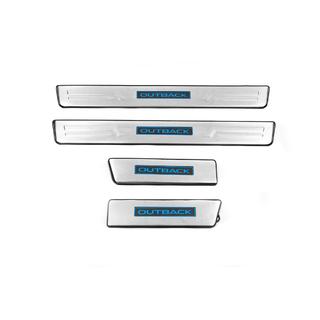 Накладки на пороги Libao LED (4 шт, нержавейка) Subaru Outback 2014-2019 гг. фото 2