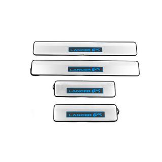 Накладки на пороги (Libao Led, 4 шт., нержавейка) Mitsubishi Lancer X 2008- гг. фото 1