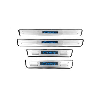 Накладки на пороги (Libao Led, 4 шт., нержавейка) Toyota Camry 2011–2017 гг. фото 1