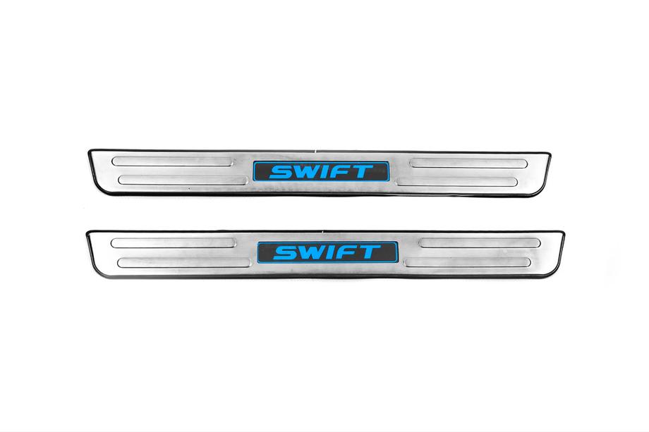Suzuki Swift 2010-2017 гг. Накладки на пороги Libao LED (2 шт, нержавейка)