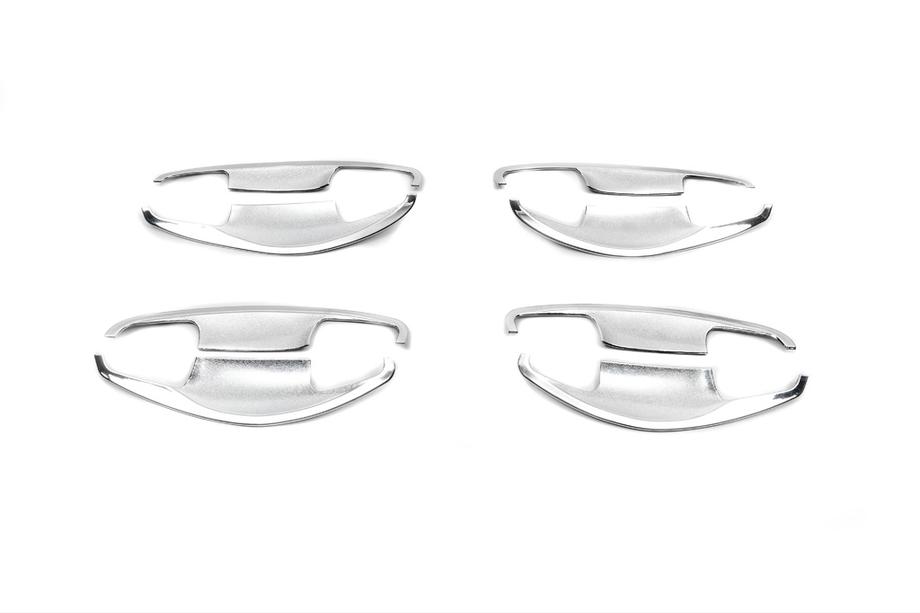 Hyundai Santa Fe 3 2012-2018 гг. Хромированные накладки под ручки (4 шт, ABS) Image