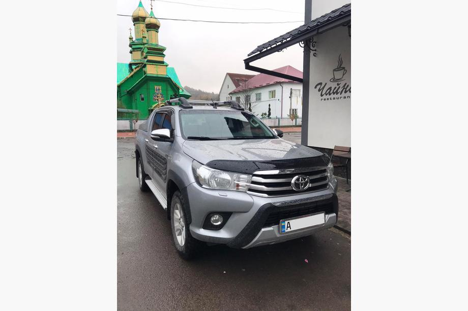 Toyota Hilux 2015- гг. Рейлинги с поперечинами (2 шт, Хром) Фото 2