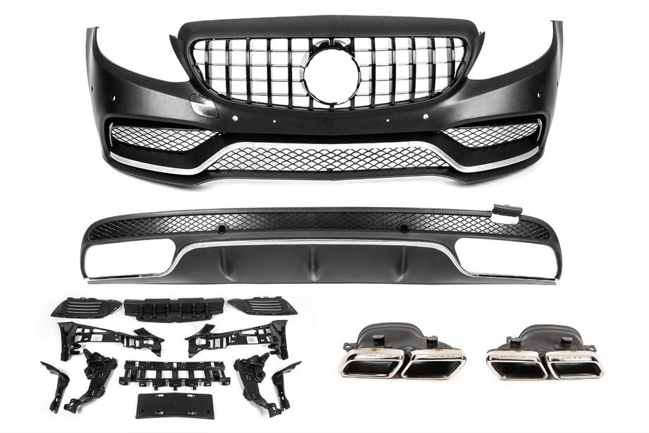 Mercedes C-сlass W205 2014-2021 гг. Комплект обвеса с диффузором V1 (AMG C63-design 2014-2018) Image