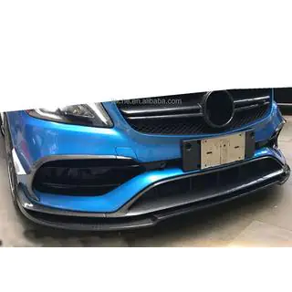 Передний сплиттер (для AMG-Line / A45 AMG HB 2016-2018, черный) фото 3