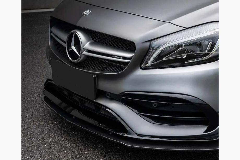 Mercedes A-class W176 2012-2018 гг. Передний сплиттер (для AMG-Line / A45 AMG HB 2016-2018, черный) Фото 2