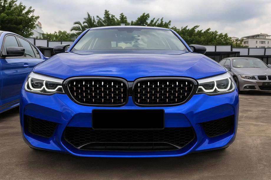 BMW 5 серия G30/G31 2017-2023 гг. Жабры Diamond Silver V2 (2017-2020, Черная окантовка) Image