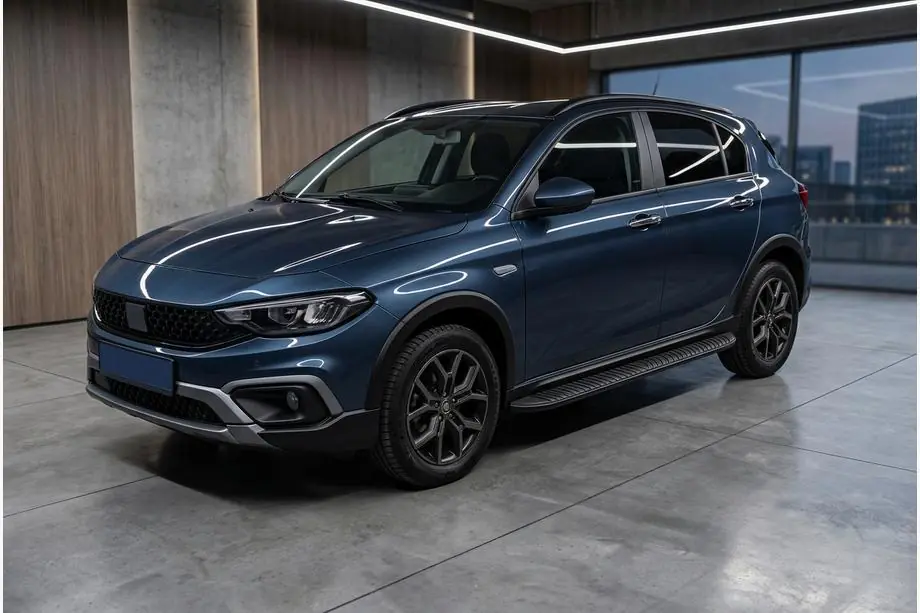 Fiat Tipo Cross 2021- гг. Боковые Подножки Tayga Black (2 шт., Алюминий) Image