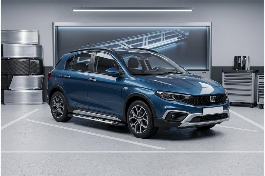 Fiat Tipo Cross 2021- гг. Боковые Подножки Sunrise (2 шт., Алюминий) Image