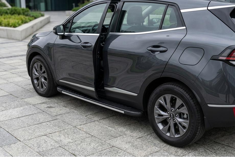 Kia Sportage 2021- гг. Боковые Подножки Bosphore Grey (2 шт., Алюминий) Фото 1
