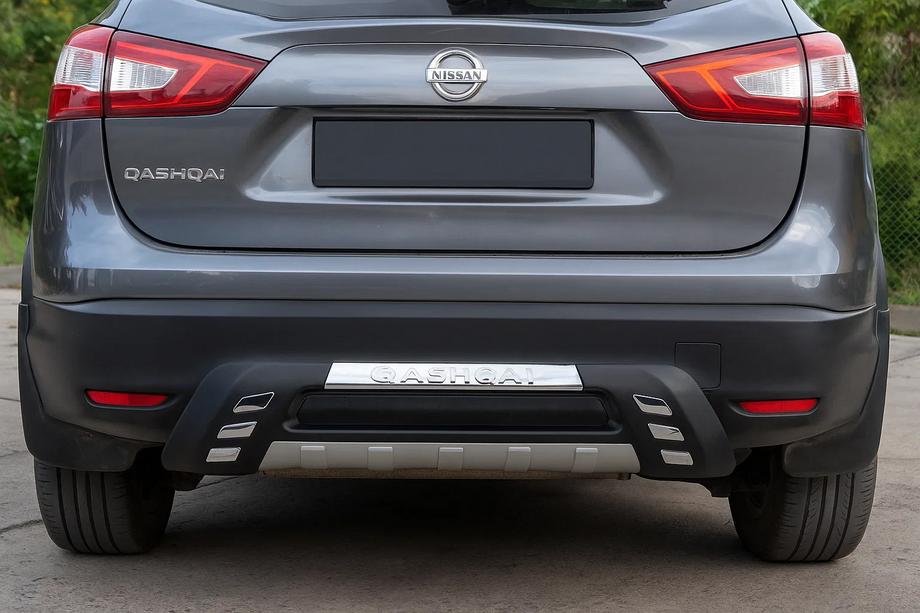 Nissan Qashqai 2014-2021 гг. Задняя накладка бампера Libao 2014-2016 (пластик)