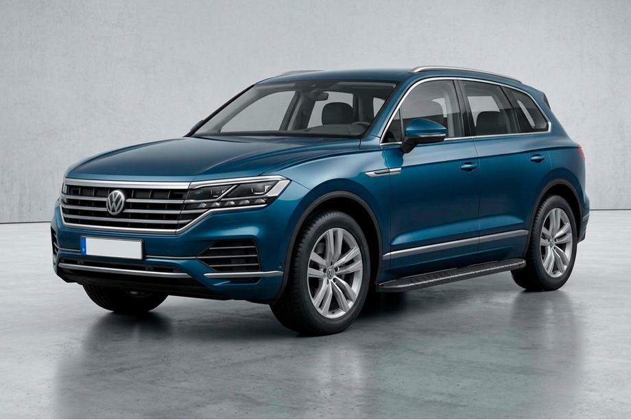 Volkswagen Touareg 2018- гг. Боковые пороги Bosphorus Black (2 шт., алюминий) Фото 1