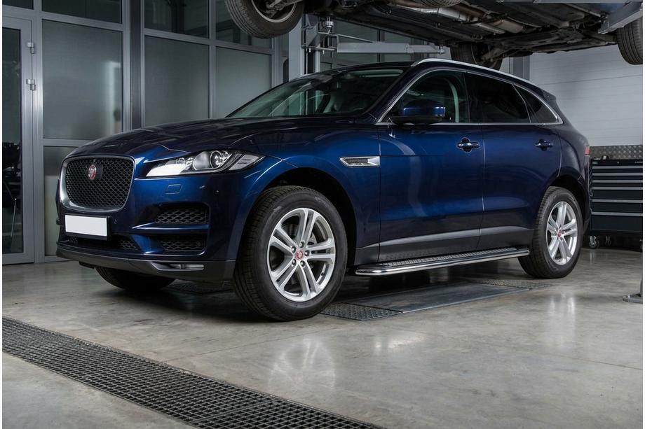 Jaguar F-PACE 2016- гг. Боковые Подножки Maydos V2 (2 шт., Алюминий) Image