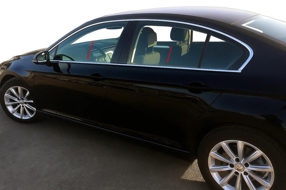 Volkswagen Passat B8 2015-2023 гг. Окантовка стекол SD/SW нержавейка Image