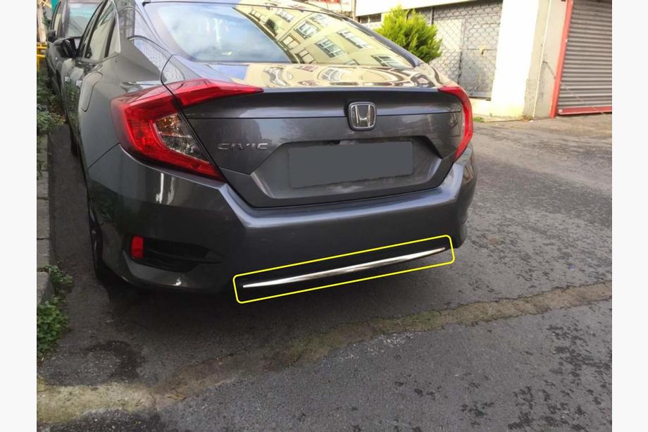 Honda Civic Sedan X 2016-2021 гг. Накладка на задний бампер из нержавеющей стали Image