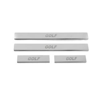 Накладки на пороги нержавейка Carmos V2 (4 шт) Volkswagen Golf 6 2008-2014 гг. фото 1