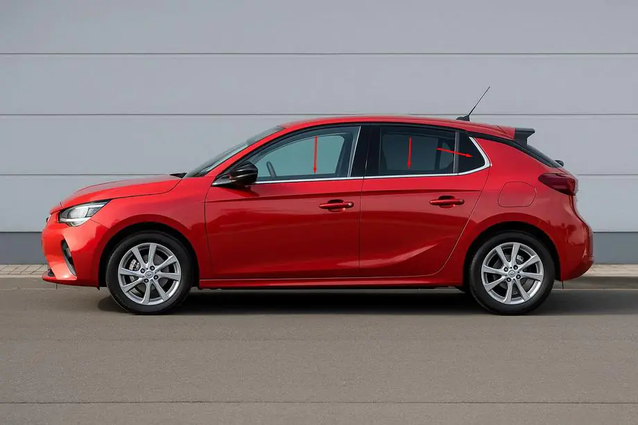 Opel Corsa F 2019- гг. Нижние молдинги стекол нержавейка (6 шт)