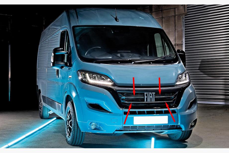 Fiat Ducato 2006-2025 гг. Накладки на решетку радиатора 2022+ (3 шт, нержавейка) Image