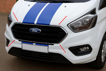 Ford Custom 2013-2022 гг. Накладки на решетку бампера 2018+ (4 шт., нержавейка) фото 1