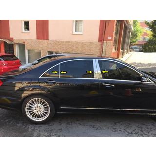 Накладки на стойки из нержавеющей стали (6 шт.) Mercedes S-сlass W221 2005-2013 гг. фото 1