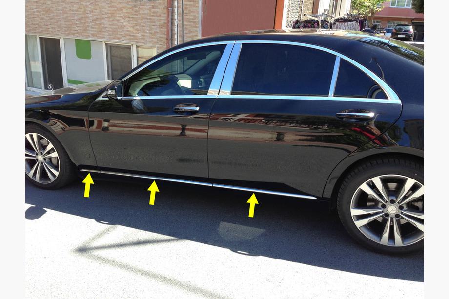 Mercedes S-сlass W222 2013-2022 гг. Накладки на молдинги V2 (6 шт, нержавейка) Image