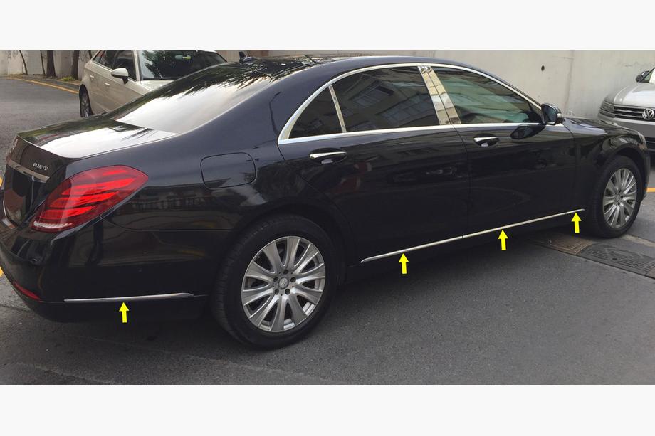 Mercedes S-сlass W222 2013-2022 гг. Накладки на молдинги V3 (8 шт, нержавейка) Image