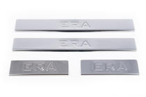 Hyundai Accent 2006-2010 гг. Накладки на пороги нержавейка Carmos V1 (4 шт) фото 3